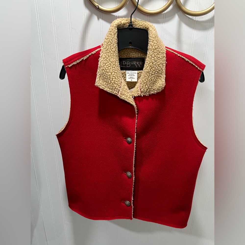 LdBurke Red/Tan Shearling Collar Vest